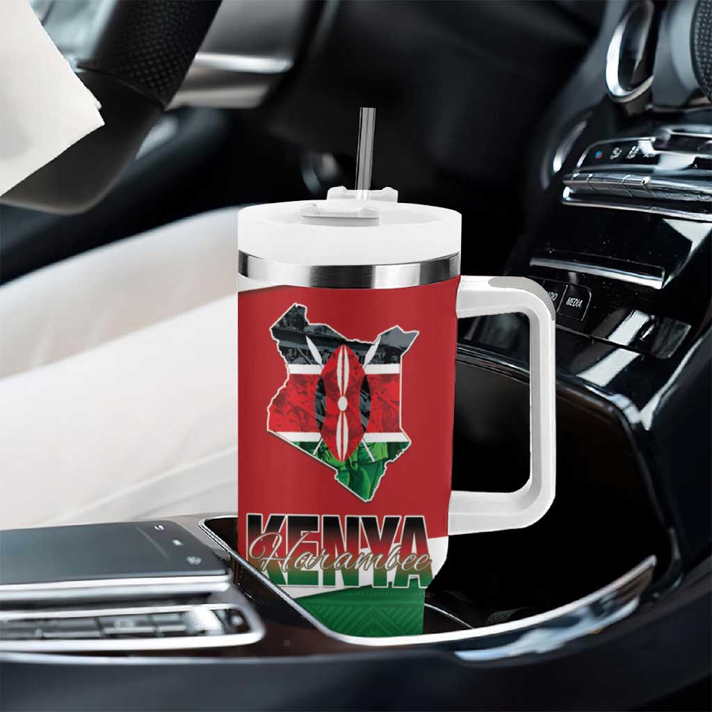 Kenya Madaraka Day Tumbler With Handle Jomo Kenyatta With Map LT15