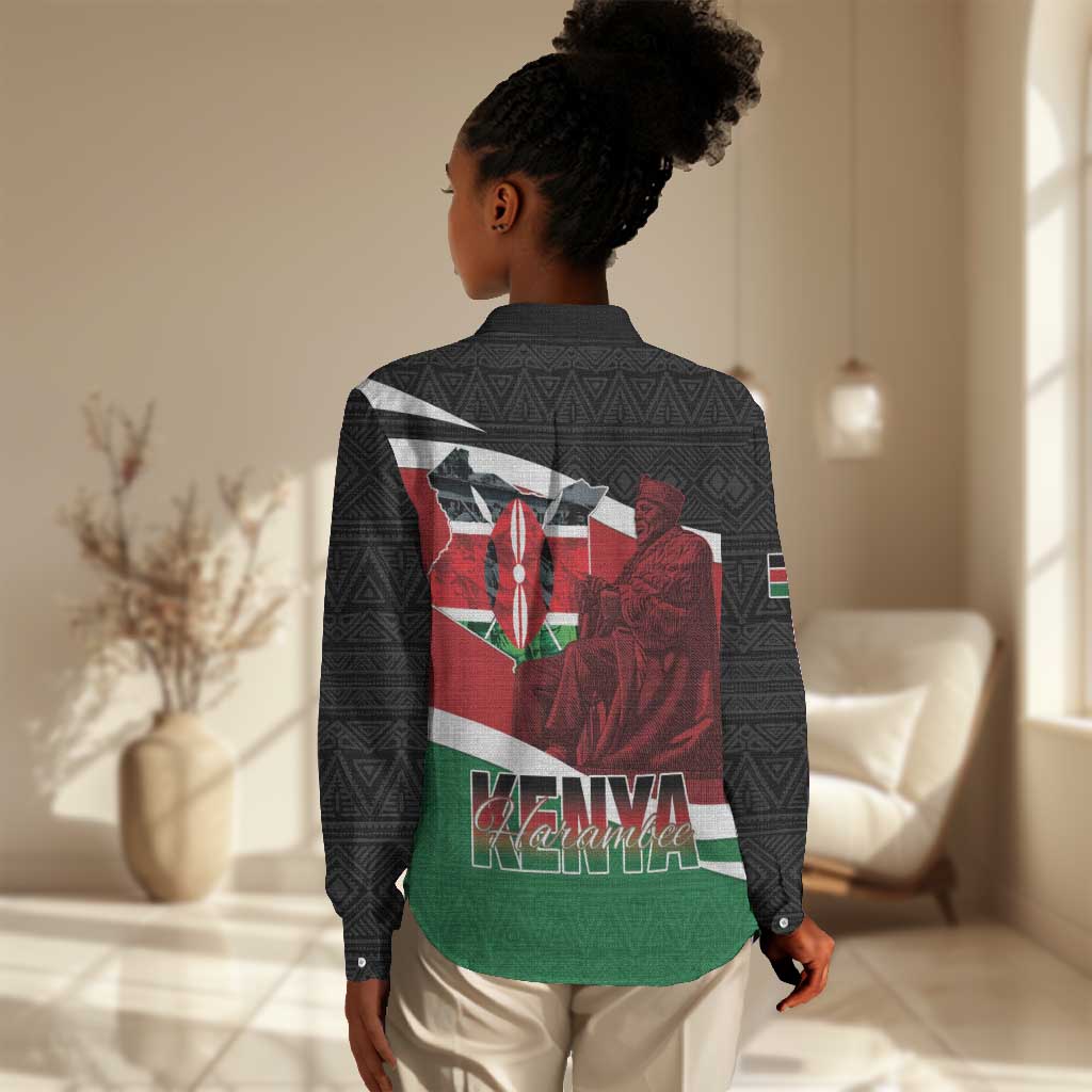 Kenya Madaraka Day Women Casual Shirt Jomo Kenyatta With Map LT15
