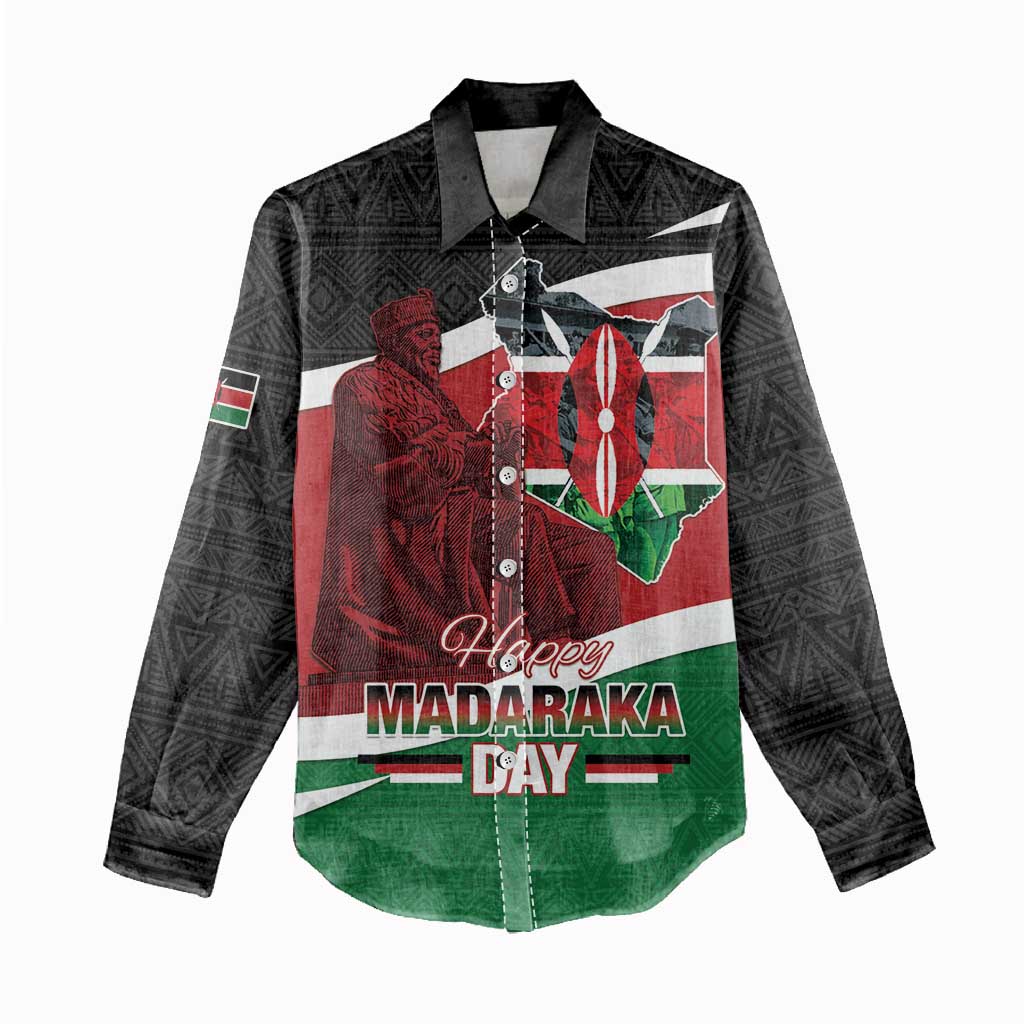 Kenya Madaraka Day Women Casual Shirt Jomo Kenyatta With Map LT15