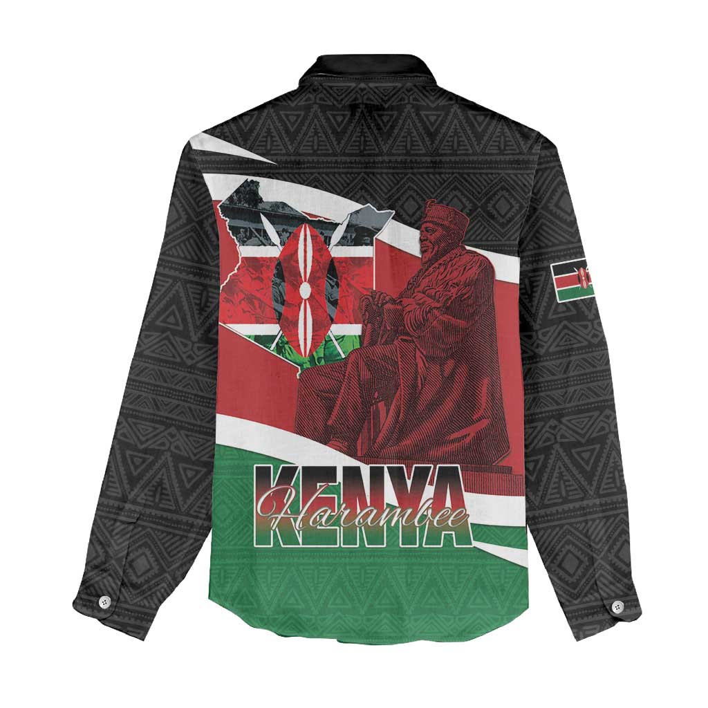Kenya Madaraka Day Women Casual Shirt Jomo Kenyatta With Map LT15
