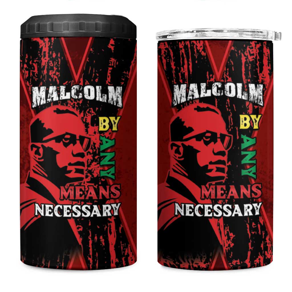 Malcolm X By Any Means Necessary 4 in 1 Can Cooler Tumbler Retro Style LT15