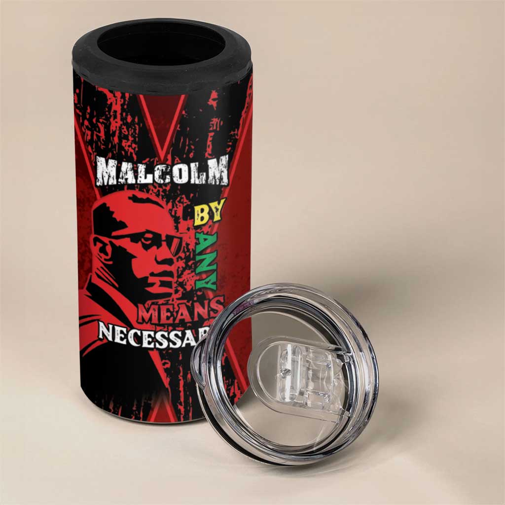 Malcolm X By Any Means Necessary 4 in 1 Can Cooler Tumbler Retro Style LT15