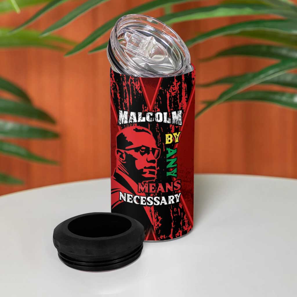 Malcolm X By Any Means Necessary 4 in 1 Can Cooler Tumbler Retro Style LT15