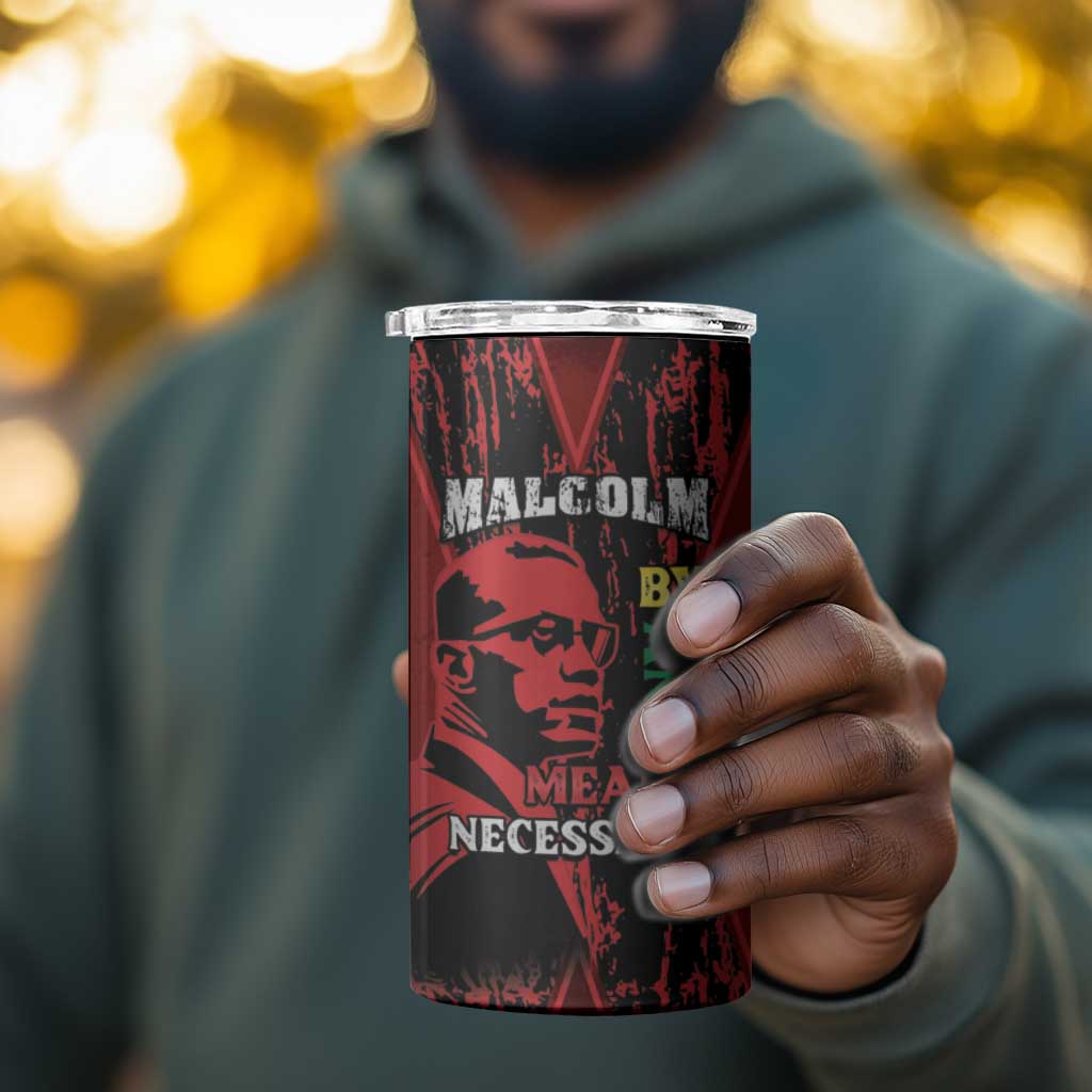 Malcolm X By Any Means Necessary 4 in 1 Can Cooler Tumbler Retro Style LT15