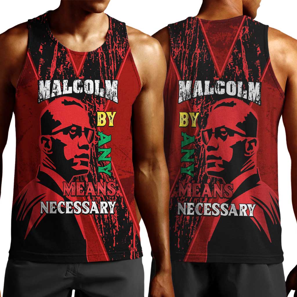 Malcolm X By Any Means Necessary Men Tank Top Retro Style LT15