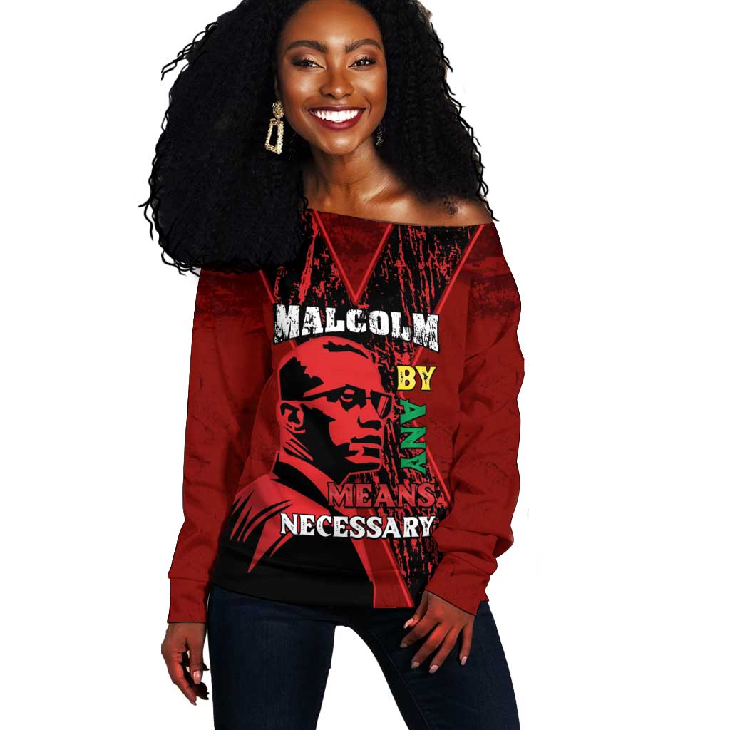 Malcolm X By Any Means Necessary Off Shoulder Sweater Retro Style LT15