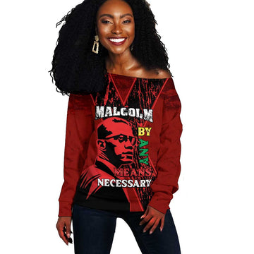 Malcolm X By Any Means Necessary Off Shoulder Sweater Retro Style LT15