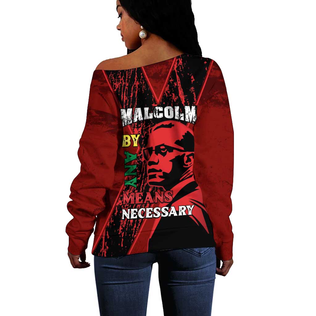 Malcolm X By Any Means Necessary Off Shoulder Sweater Retro Style LT15