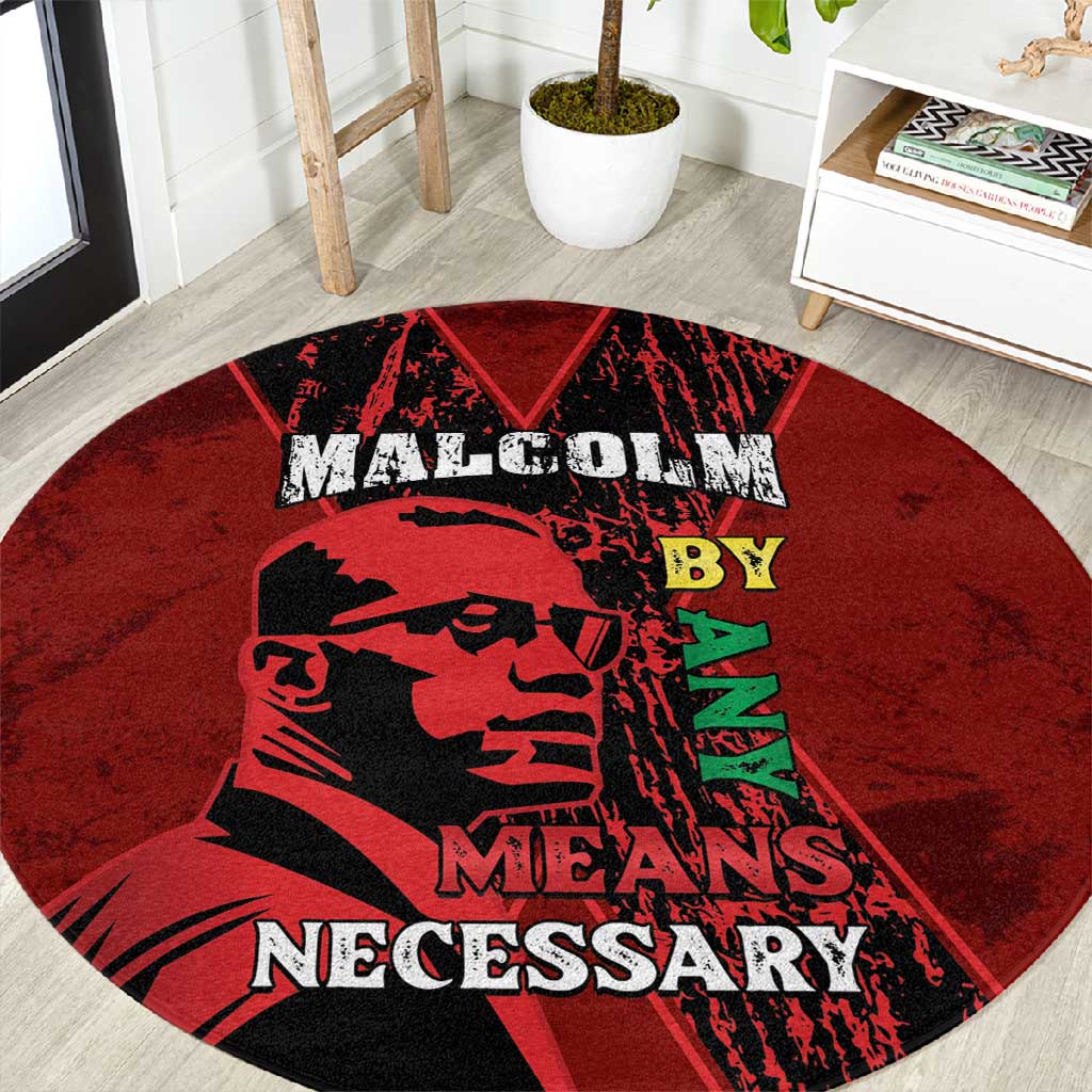 Malcolm X By Any Means Necessary Round Carpet Retro Style LT15