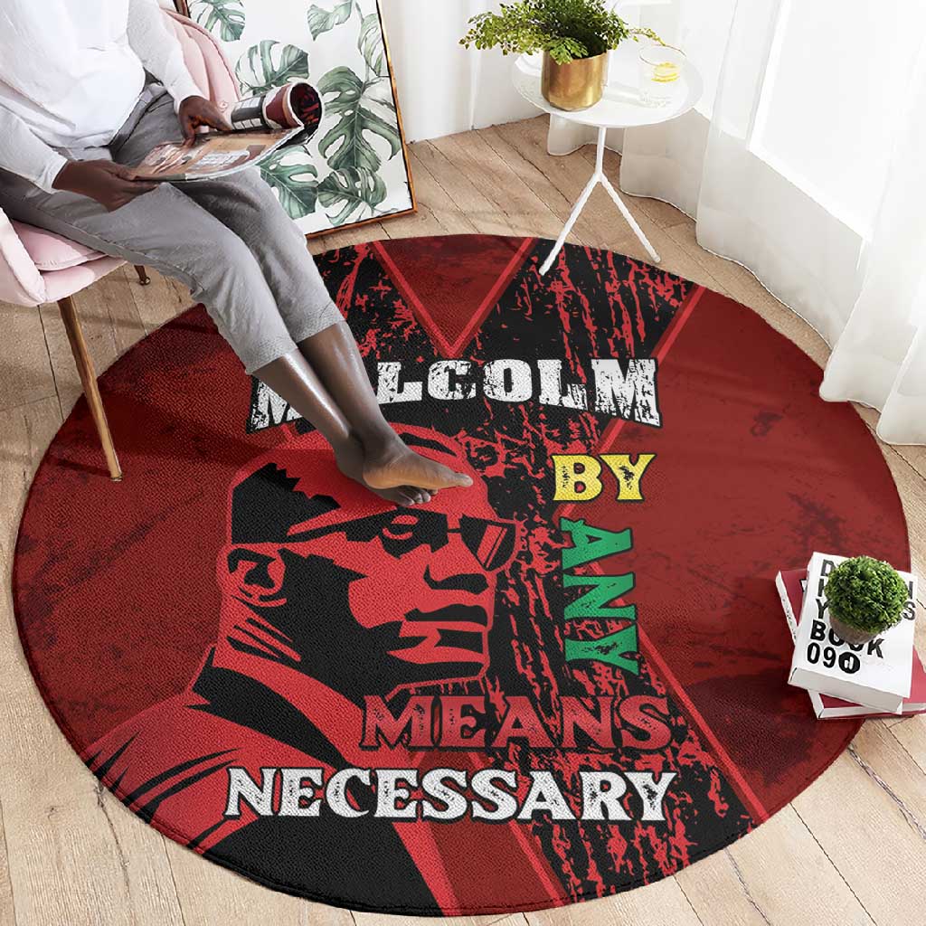 Malcolm X By Any Means Necessary Round Carpet Retro Style LT15