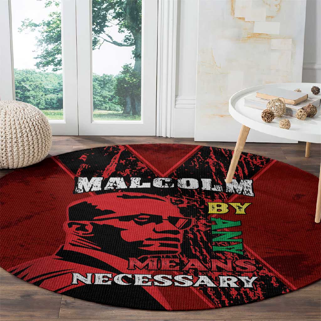 Malcolm X By Any Means Necessary Round Carpet Retro Style LT15
