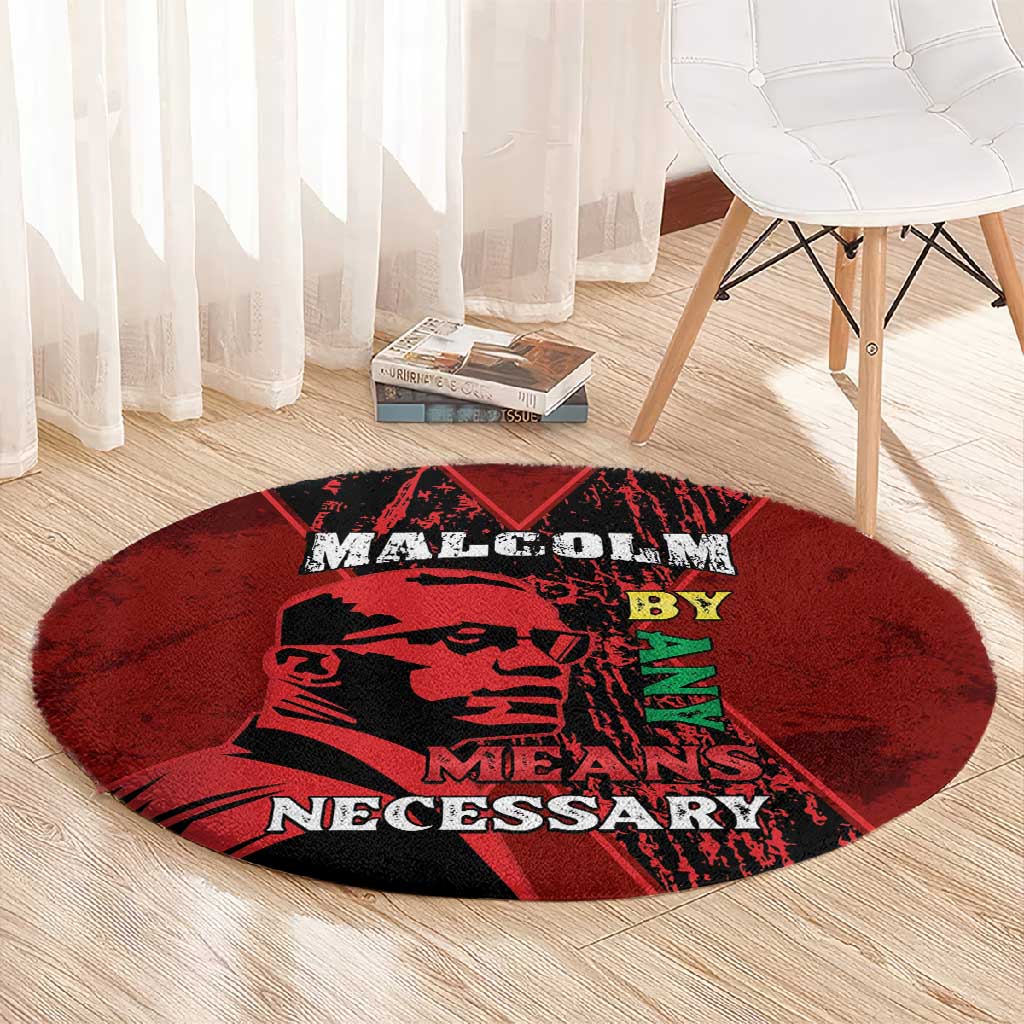 Malcolm X By Any Means Necessary Round Carpet Retro Style LT15