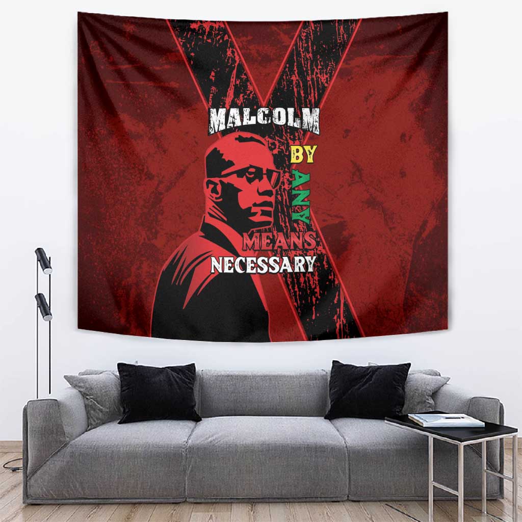 Malcolm X By Any Means Necessary Tapestry Retro Style LT15