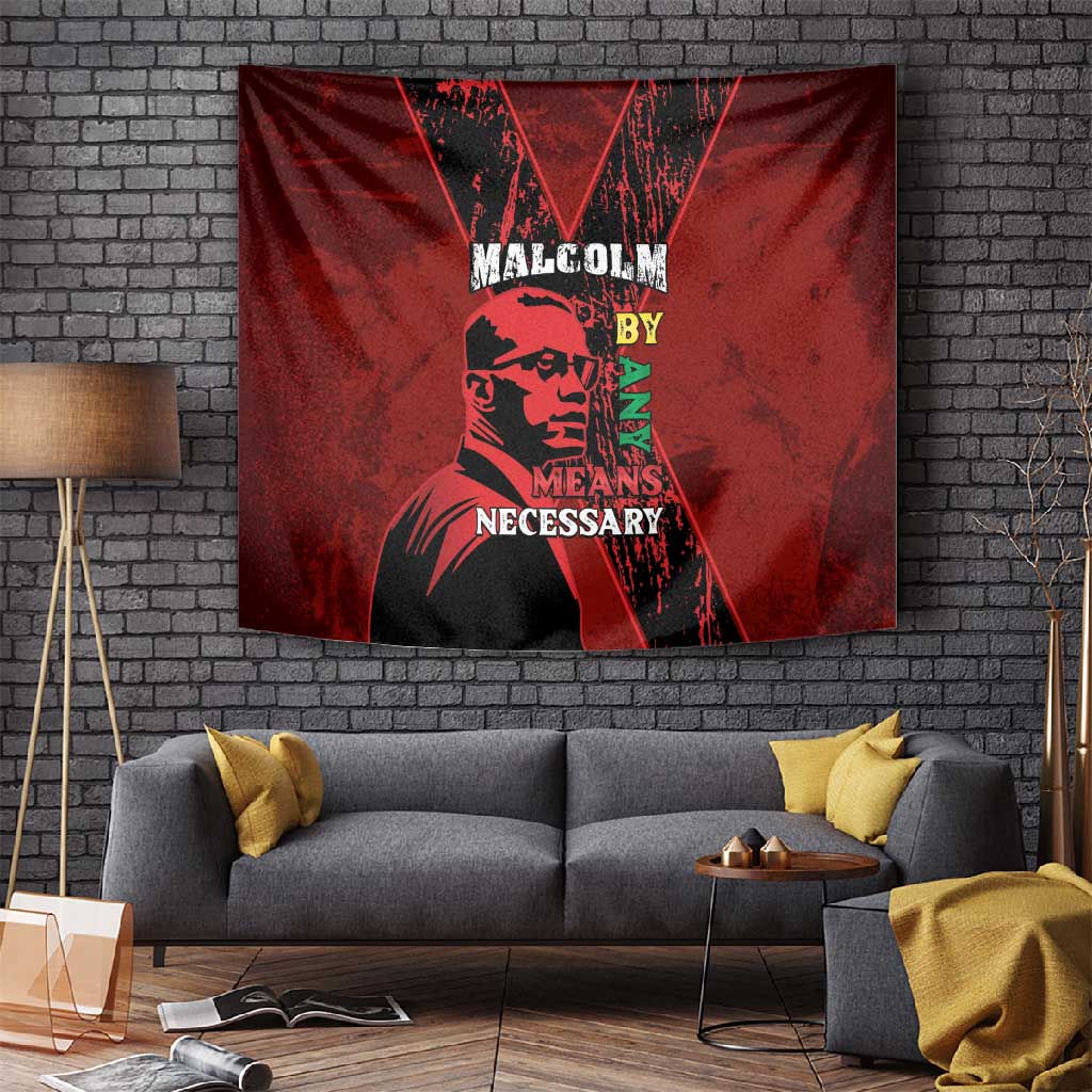 Malcolm X By Any Means Necessary Tapestry Retro Style LT15