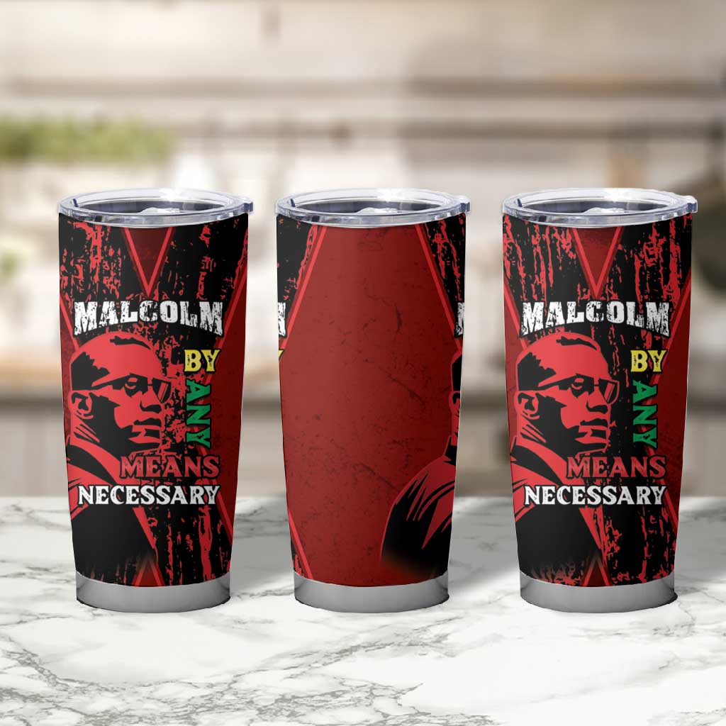 Malcolm X By Any Means Necessary Tumbler Cup Retro Style LT15