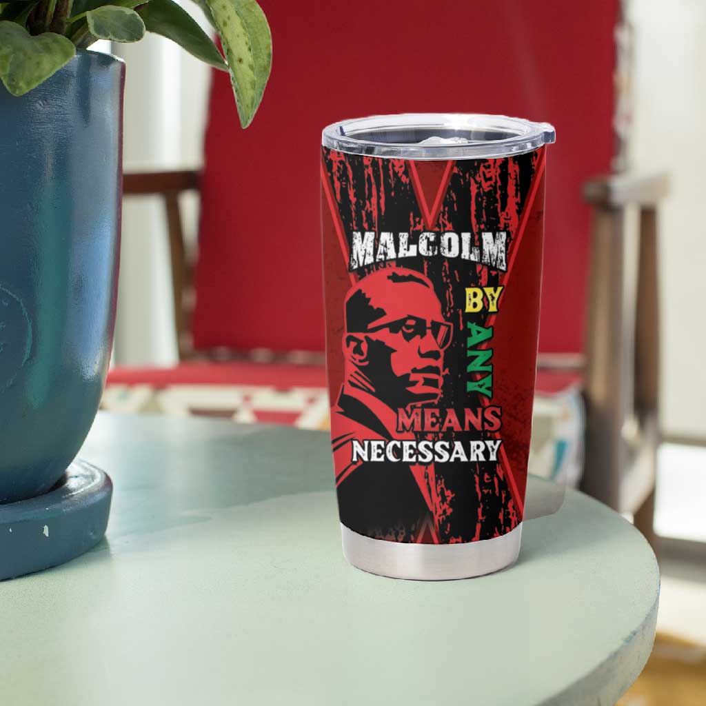 Malcolm X By Any Means Necessary Tumbler Cup Retro Style LT15