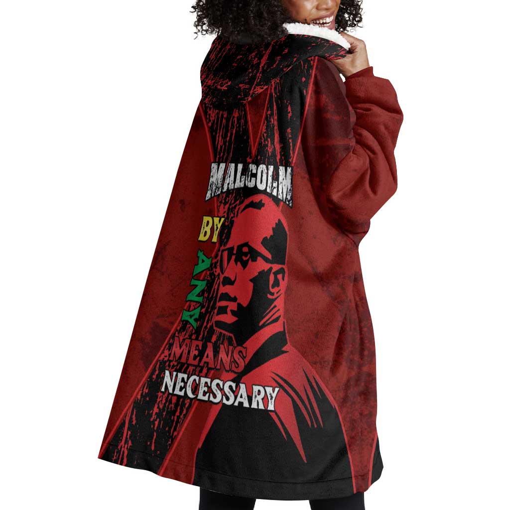 Malcolm X By Any Means Necessary Wearable Blanket Hoodie Retro Style LT15