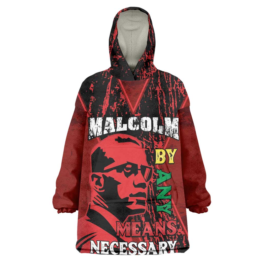 Malcolm X By Any Means Necessary Wearable Blanket Hoodie Retro Style LT15