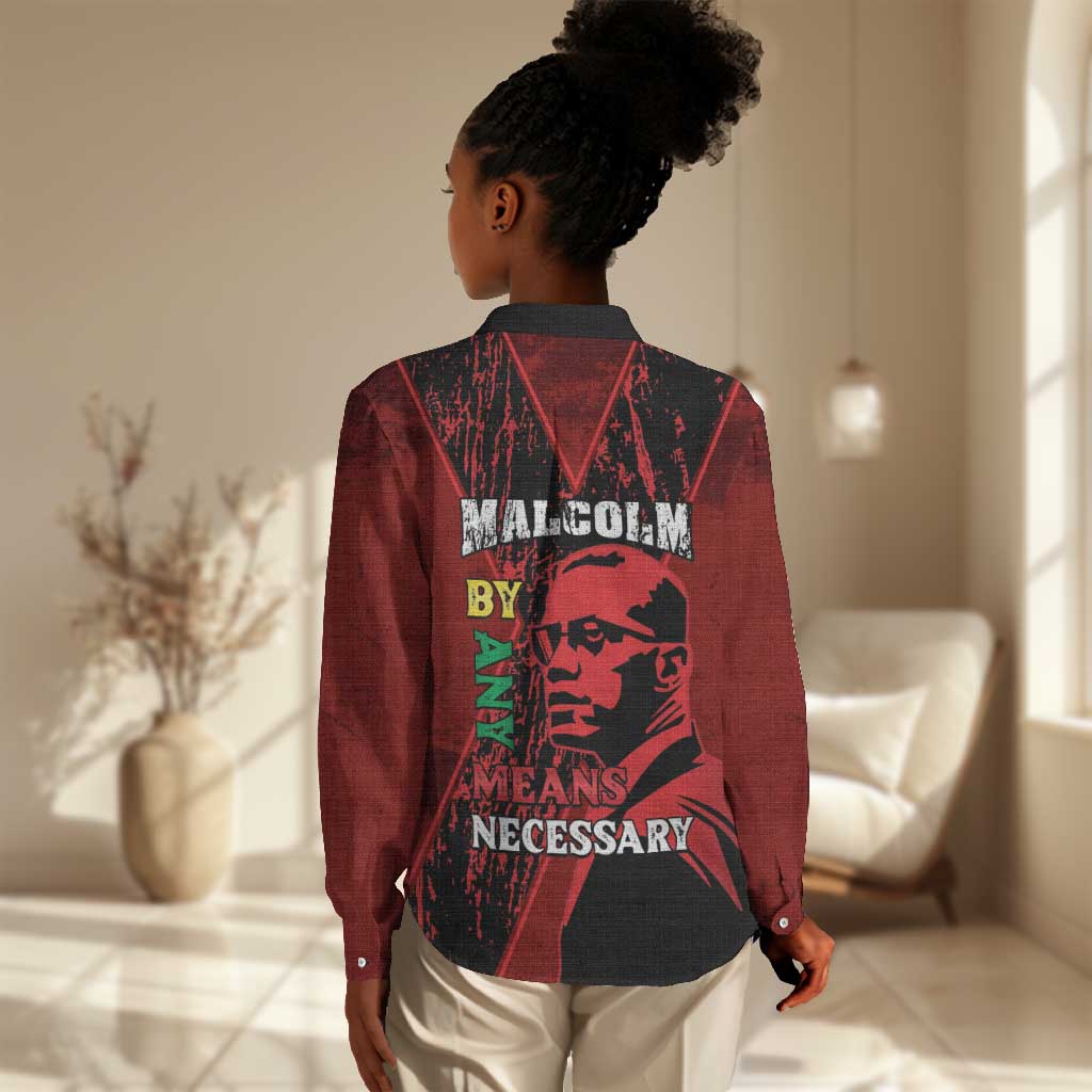 Malcolm X By Any Means Necessary Women Casual Shirt Retro Style LT15
