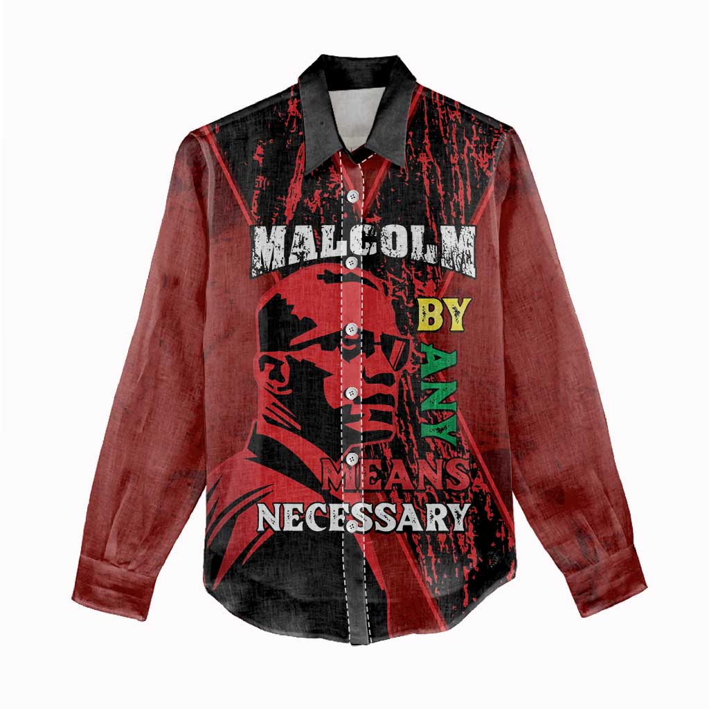 Malcolm X By Any Means Necessary Women Casual Shirt Retro Style LT15