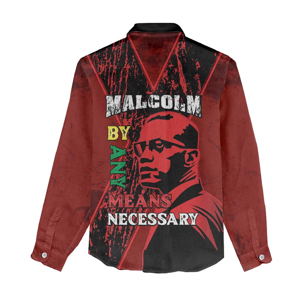 Malcolm X By Any Means Necessary Women Casual Shirt Retro Style LT15