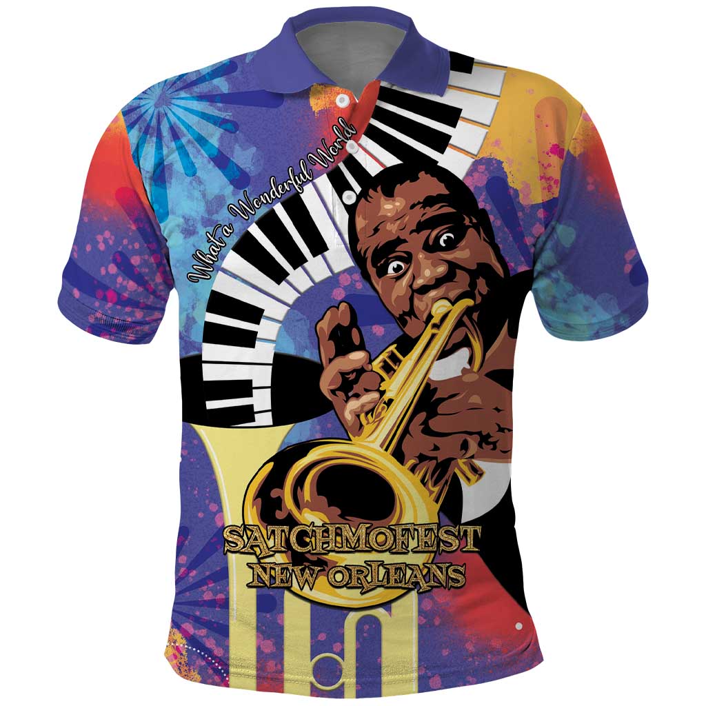 Satchmofest Polo Shirt King Of Jazz What a Wonderful World LT15