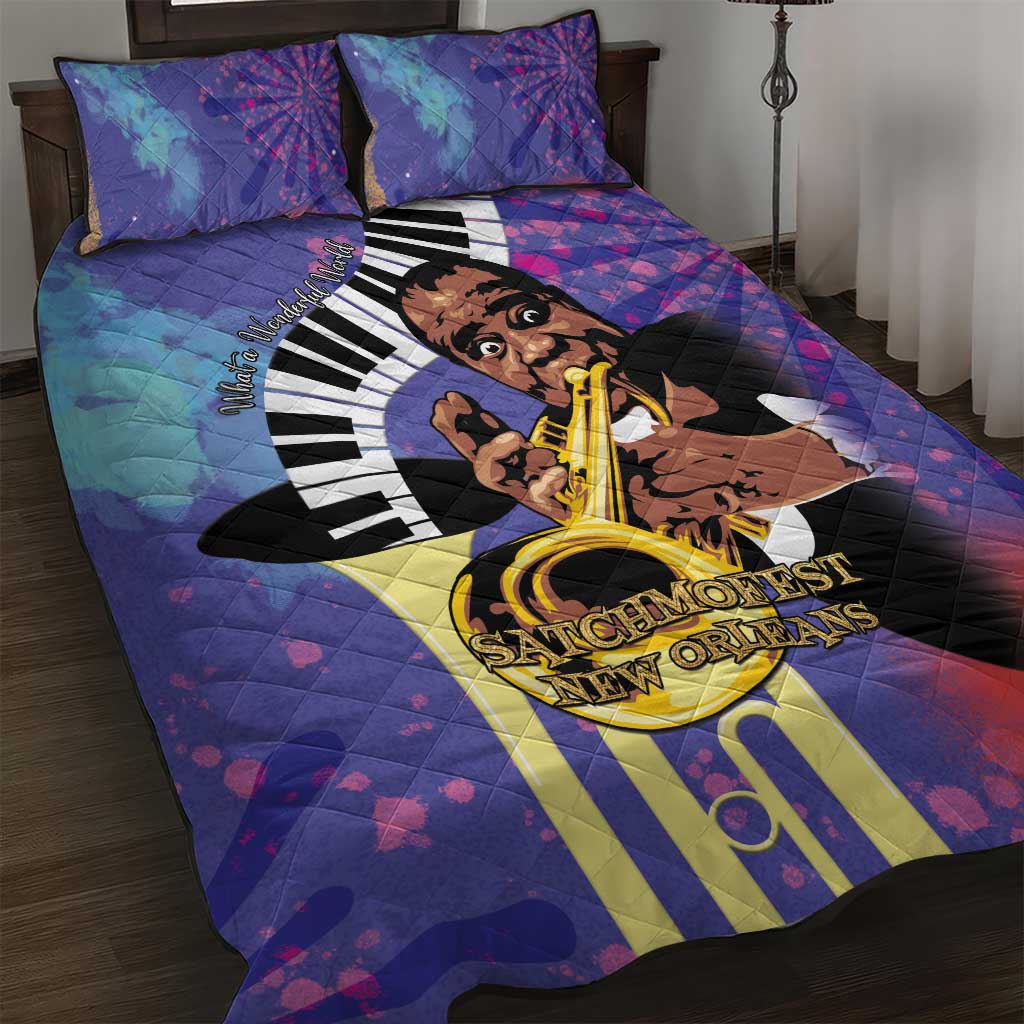 Satchmofest What a Wonderful World Quilt Bed Set King Of Jazz SummerFest LT15