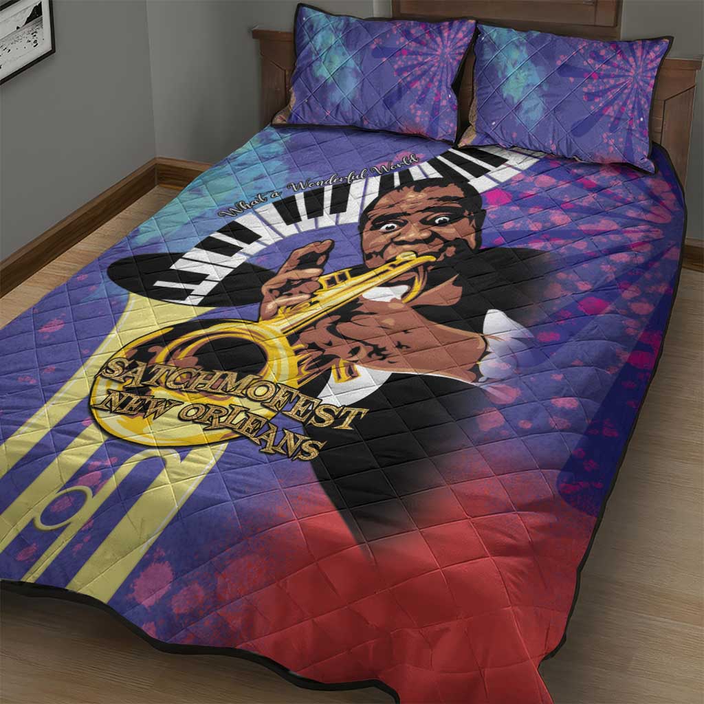 Satchmofest What a Wonderful World Quilt Bed Set King Of Jazz SummerFest LT15