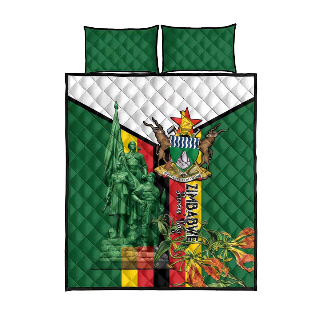 Zimbabwe Heroes' Day Quilt Bed Set Nyika yeZimbabwe Monument - Coat Of Arms LT15