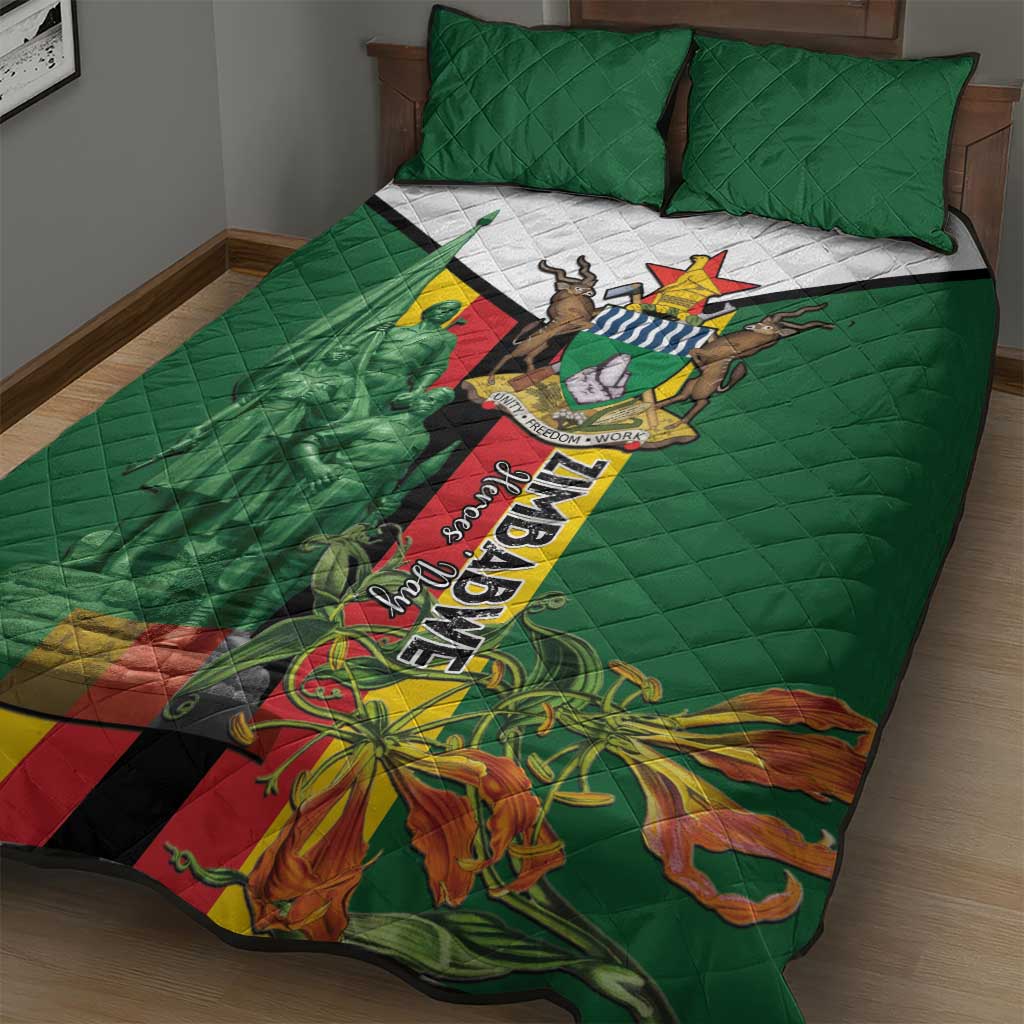 Zimbabwe Heroes' Day Quilt Bed Set Nyika yeZimbabwe Monument - Coat Of Arms LT15