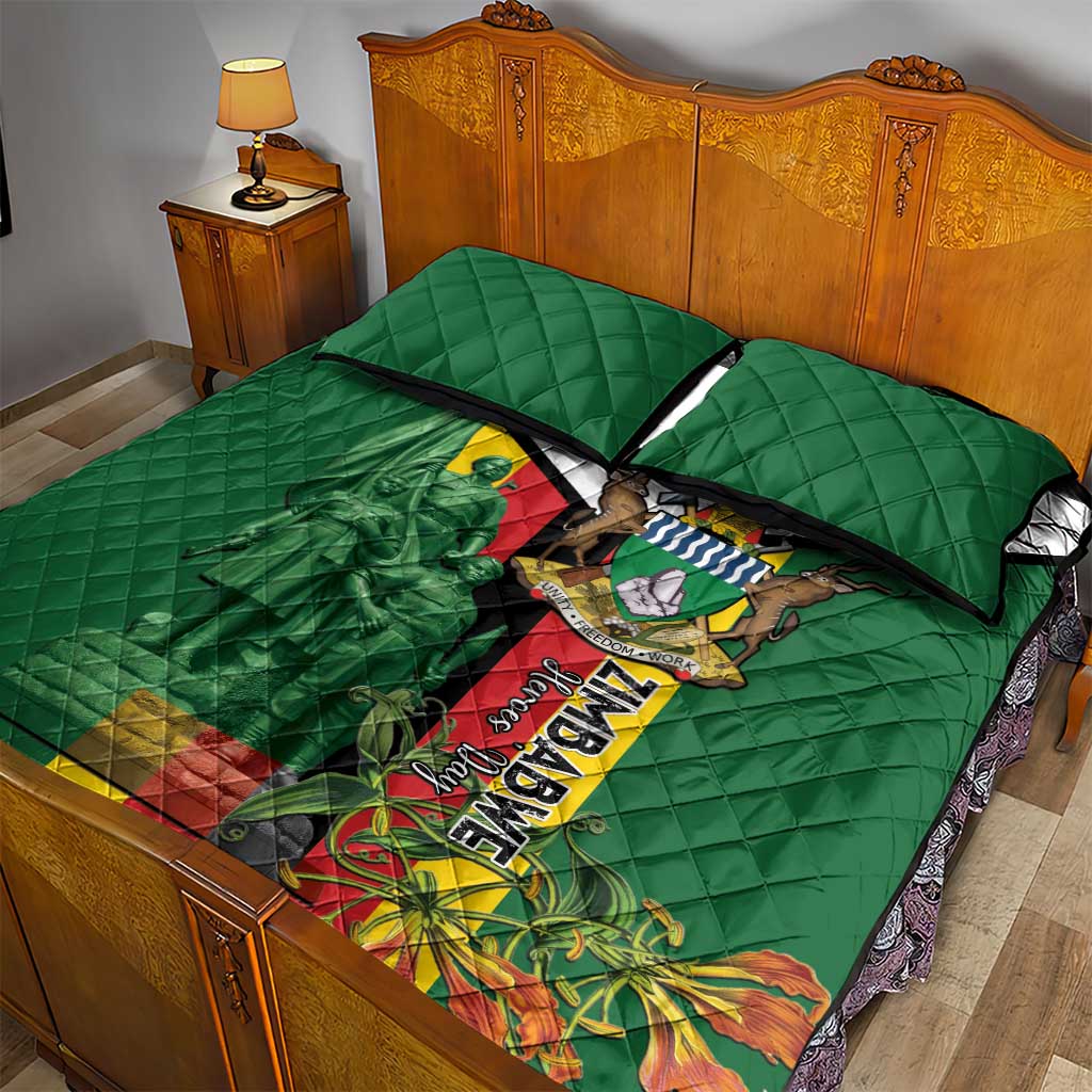 Zimbabwe Heroes' Day Quilt Bed Set Nyika yeZimbabwe Monument - Coat Of Arms LT15