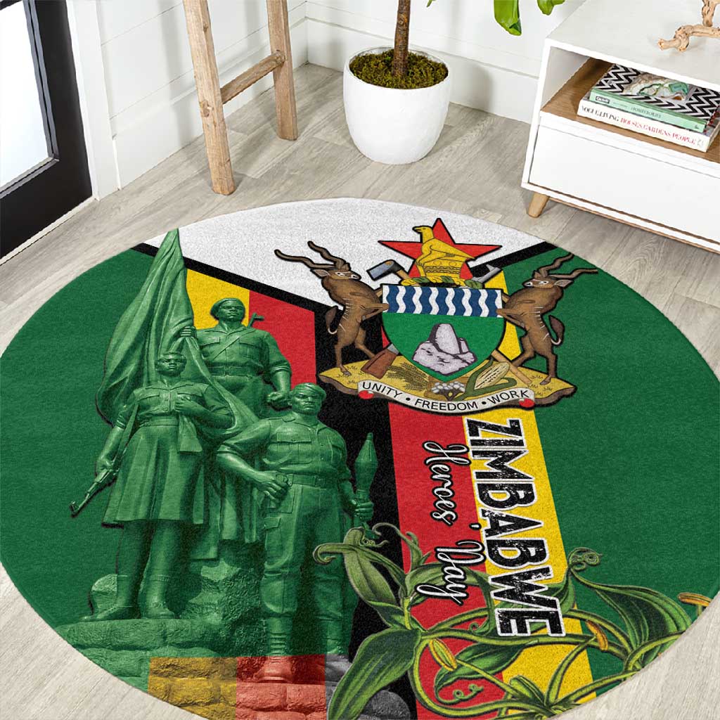 Zimbabwe Heroes' Day Round Carpet Nyika yeZimbabwe Monument - Coat Of Arms LT15