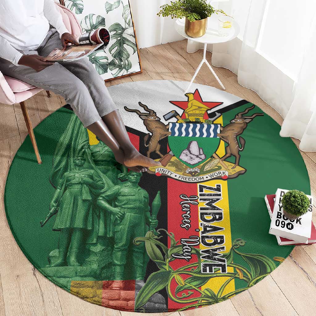 Zimbabwe Heroes' Day Round Carpet Nyika yeZimbabwe Monument - Coat Of Arms LT15