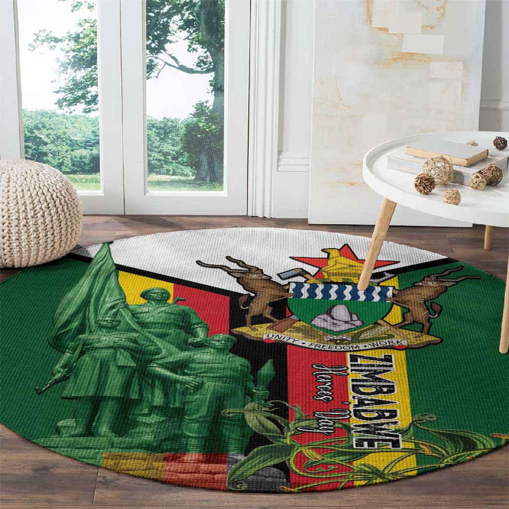 Zimbabwe Heroes' Day Round Carpet Nyika yeZimbabwe Monument - Coat Of Arms LT15