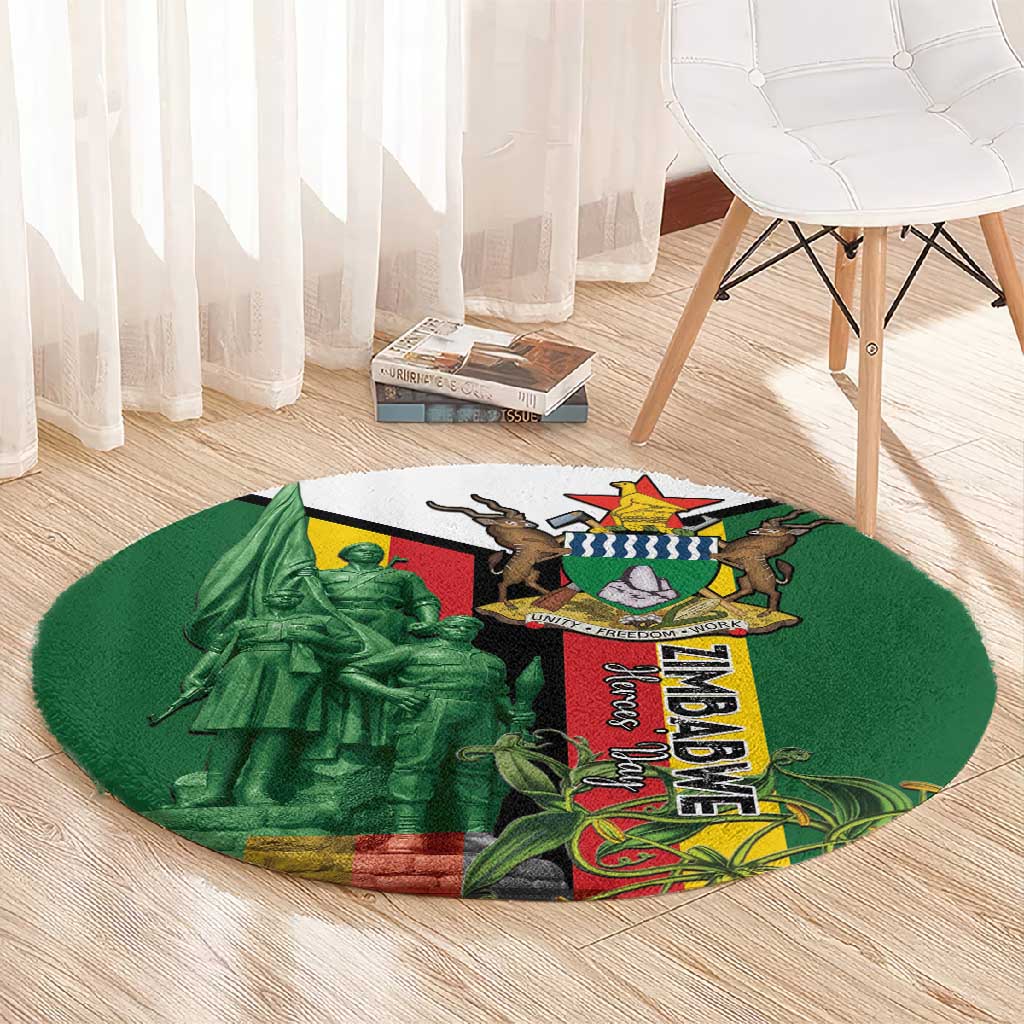 Zimbabwe Heroes' Day Round Carpet Nyika yeZimbabwe Monument - Coat Of Arms LT15