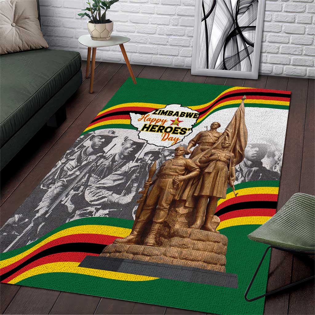 Happy Heroes Day Zimbabwe Area Rug Unity Freedom Work LT15