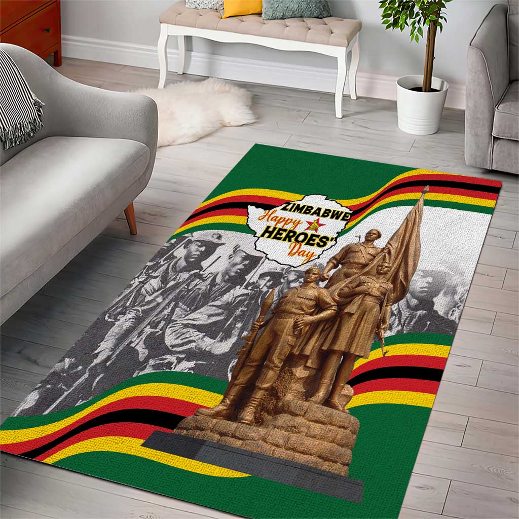 Happy Heroes Day Zimbabwe Area Rug Unity Freedom Work LT15