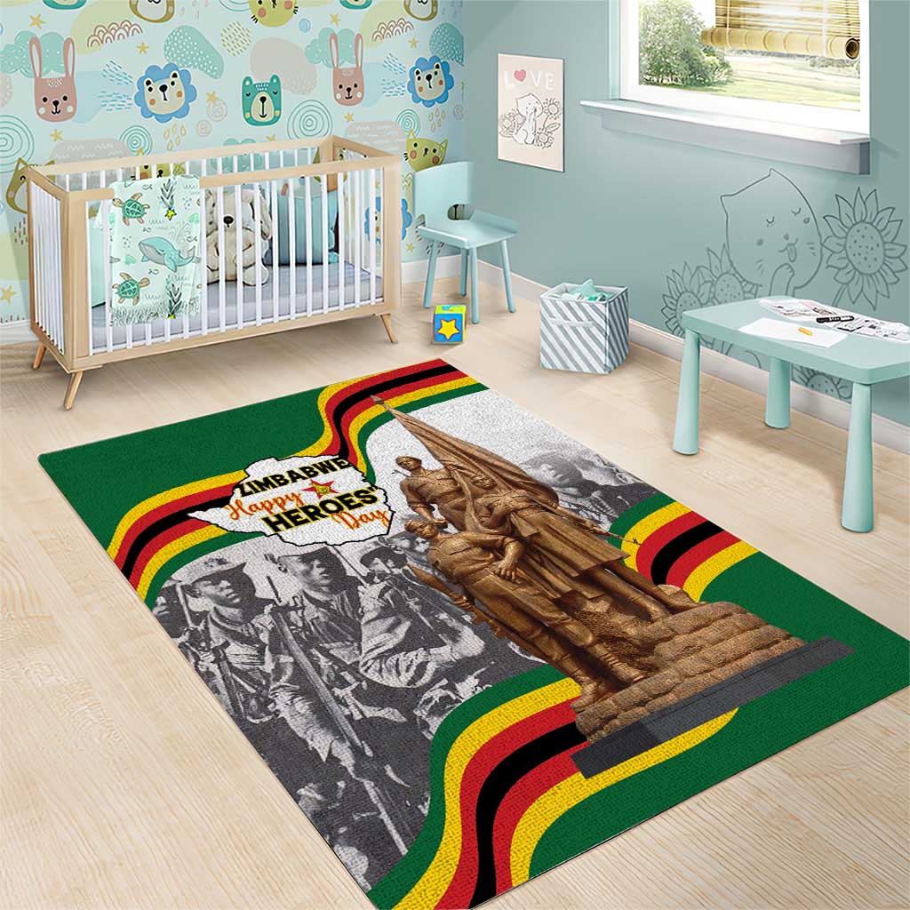 Happy Heroes Day Zimbabwe Area Rug Unity Freedom Work LT15