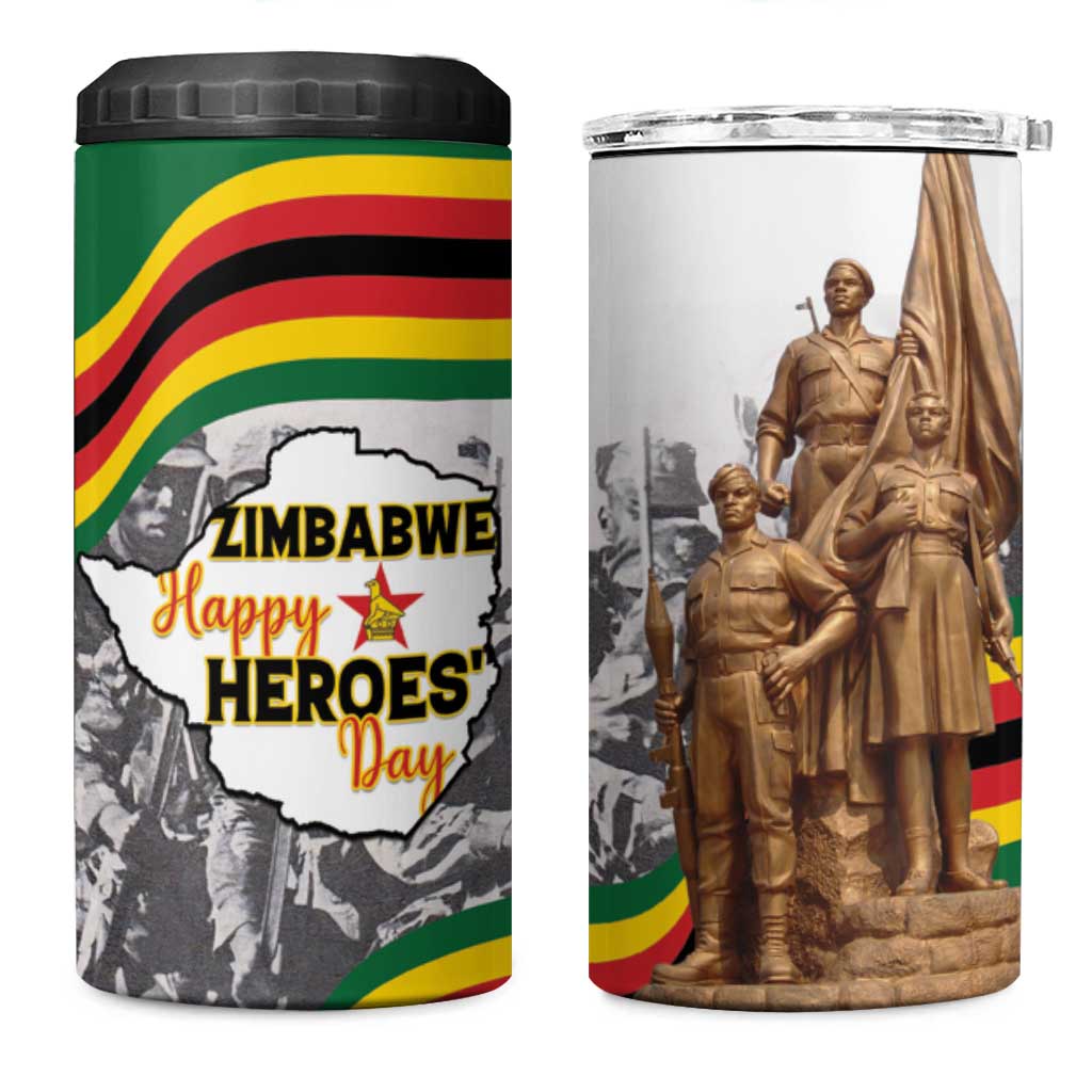 Happy Heroes Day Zimbabwe 4 in 1 Can Cooler Tumbler Unity Freedom Work LT15