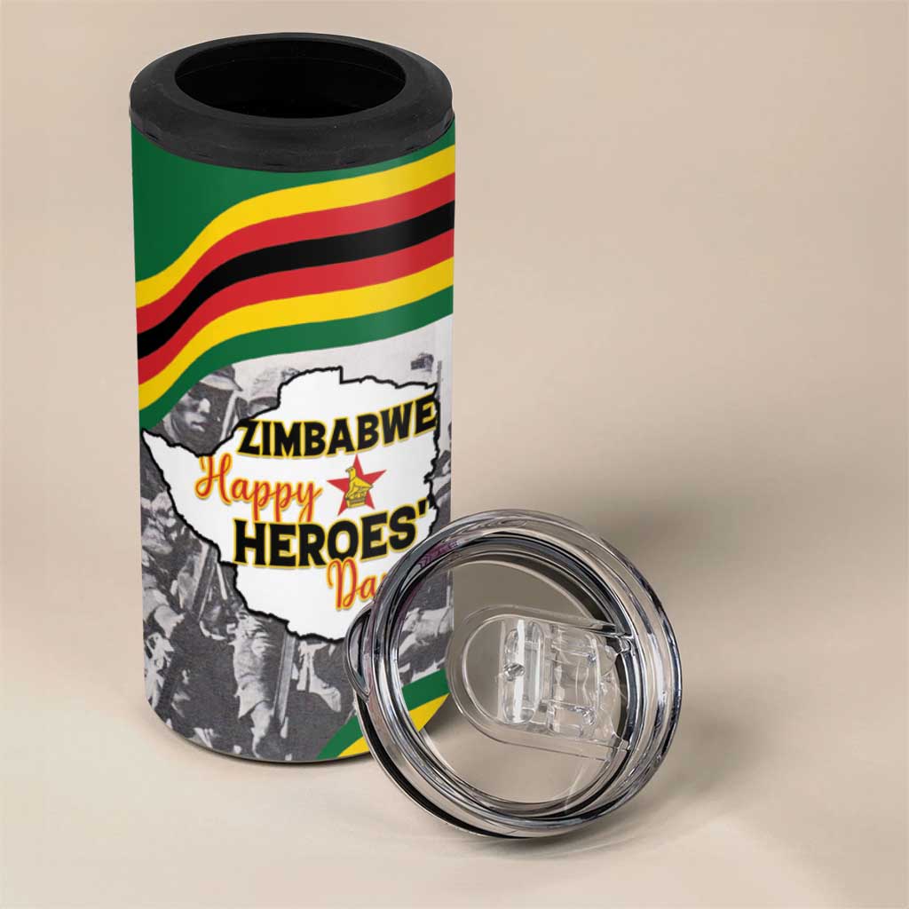 Happy Heroes Day Zimbabwe 4 in 1 Can Cooler Tumbler Unity Freedom Work LT15