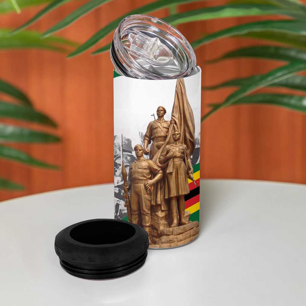 Happy Heroes Day Zimbabwe 4 in 1 Can Cooler Tumbler Unity Freedom Work LT15