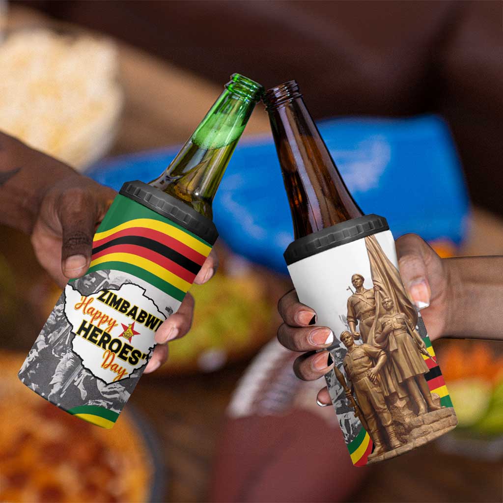 Happy Heroes Day Zimbabwe 4 in 1 Can Cooler Tumbler Unity Freedom Work LT15