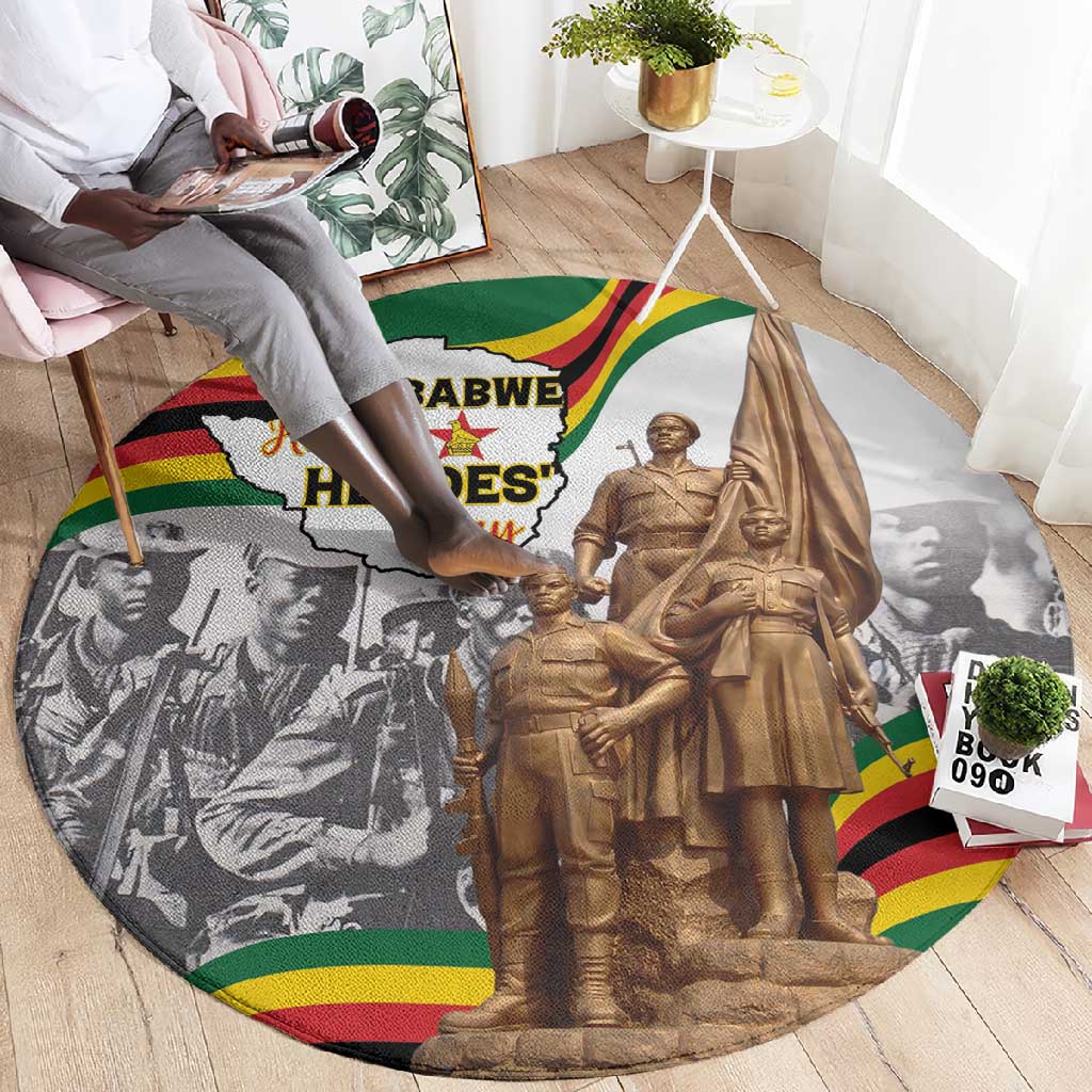 Happy Heroes Day Zimbabwe Round Carpet Unity Freedom Work LT15