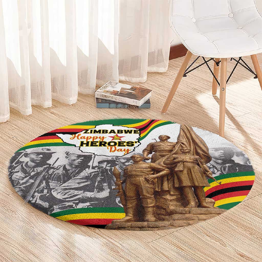 Happy Heroes Day Zimbabwe Round Carpet Unity Freedom Work LT15