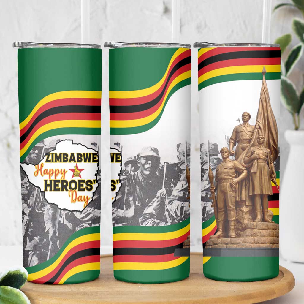 Happy Heroes Day Zimbabwe Skinny Tumbler Unity Freedom Work LT15