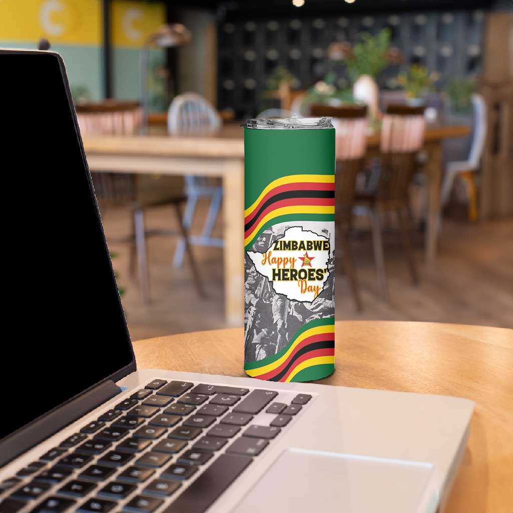 Happy Heroes Day Zimbabwe Skinny Tumbler Unity Freedom Work LT15