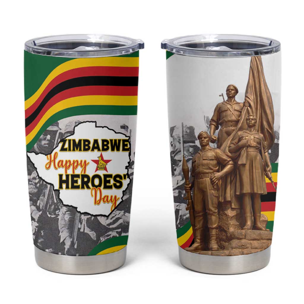 Happy Heroes Day Zimbabwe Tumbler Cup Unity Freedom Work LT15