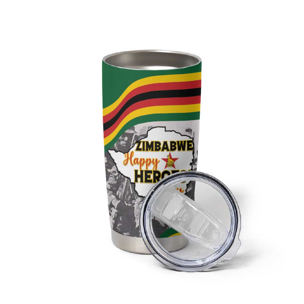 Happy Heroes Day Zimbabwe Tumbler Cup Unity Freedom Work LT15