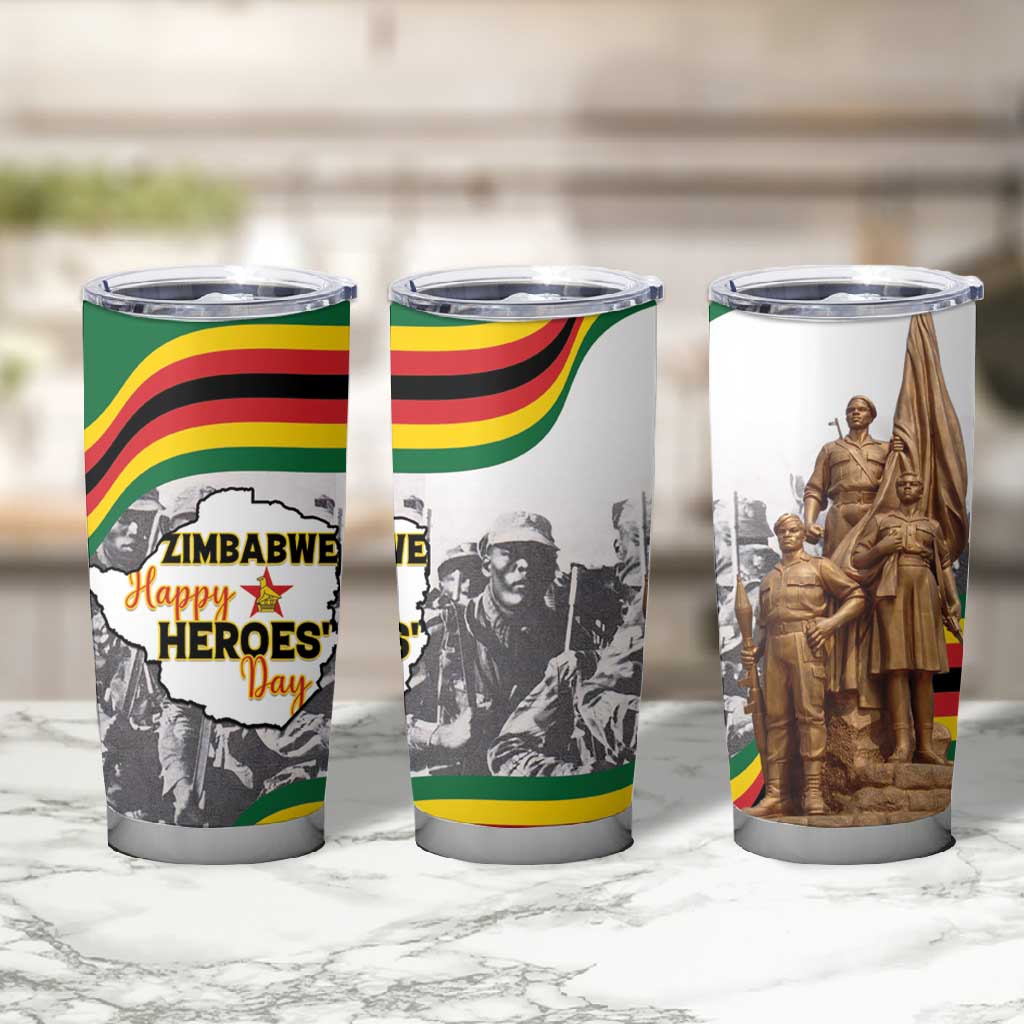 Happy Heroes Day Zimbabwe Tumbler Cup Unity Freedom Work LT15
