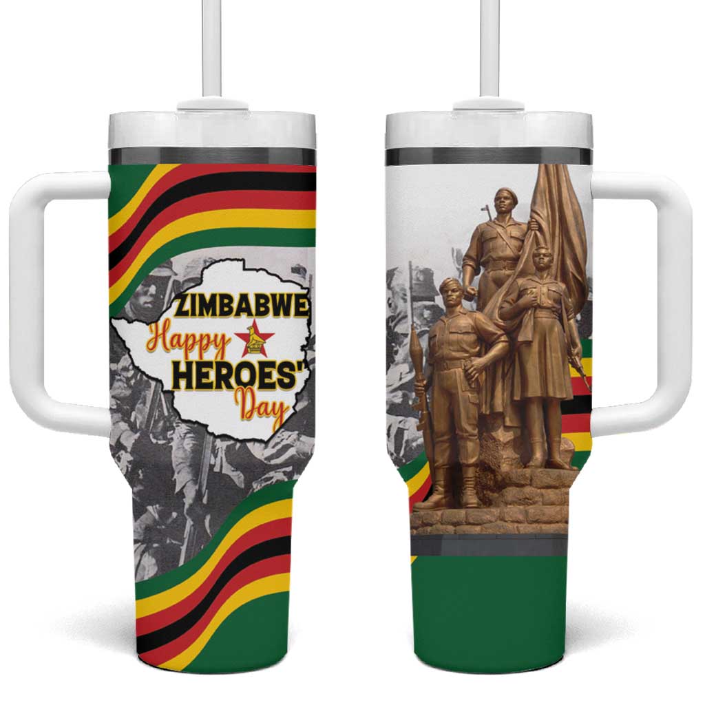 Happy Heroes Day Zimbabwe Tumbler With Handle Unity Freedom Work LT15